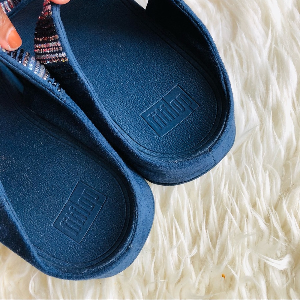 Navy Embellished Slides - image 8